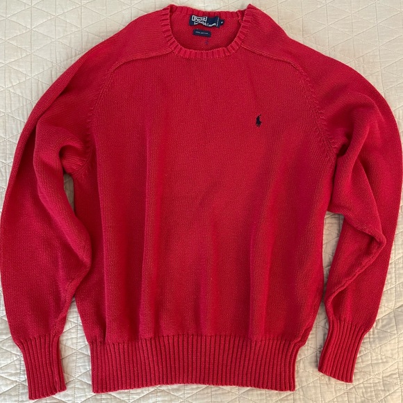 Polo Ralph Lauren Vintage The Iconic Cotton Crewneck Sweater in Red Size XL - Picture 2 of 5
